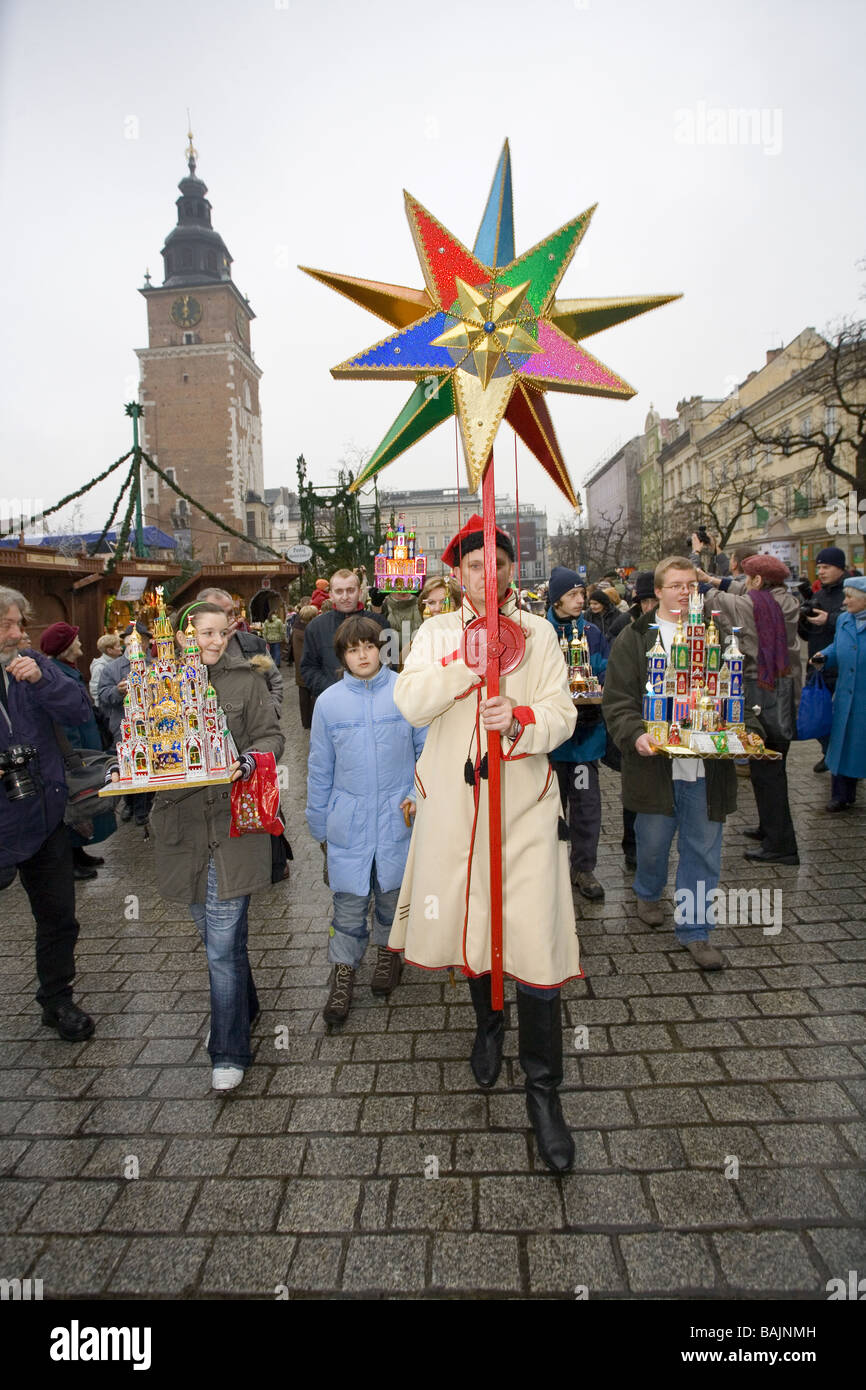 L'exposition annuelle de crèches de Noël, Cracovie, Pologne Banque D'Images