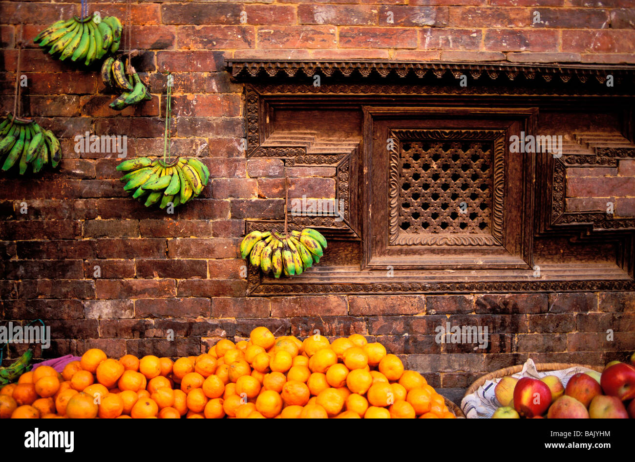 La vallée de Katmandou, Népal, Zone Bagmati, district de Bhaktapur, Bhaktapur, fruits stall Banque D'Images