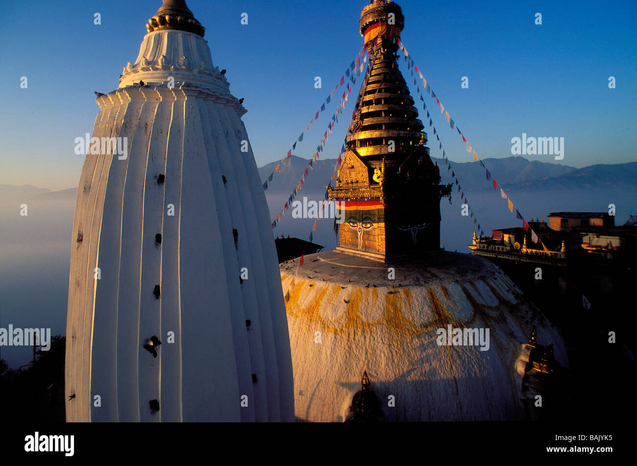 Au Népal, la vallée de Katmandou classée au Patrimoine Mondial de l'UNESCO, Zone Bagmati, district de Katmandou Swayambhunath Stupa bouddhiste, Banque D'Images