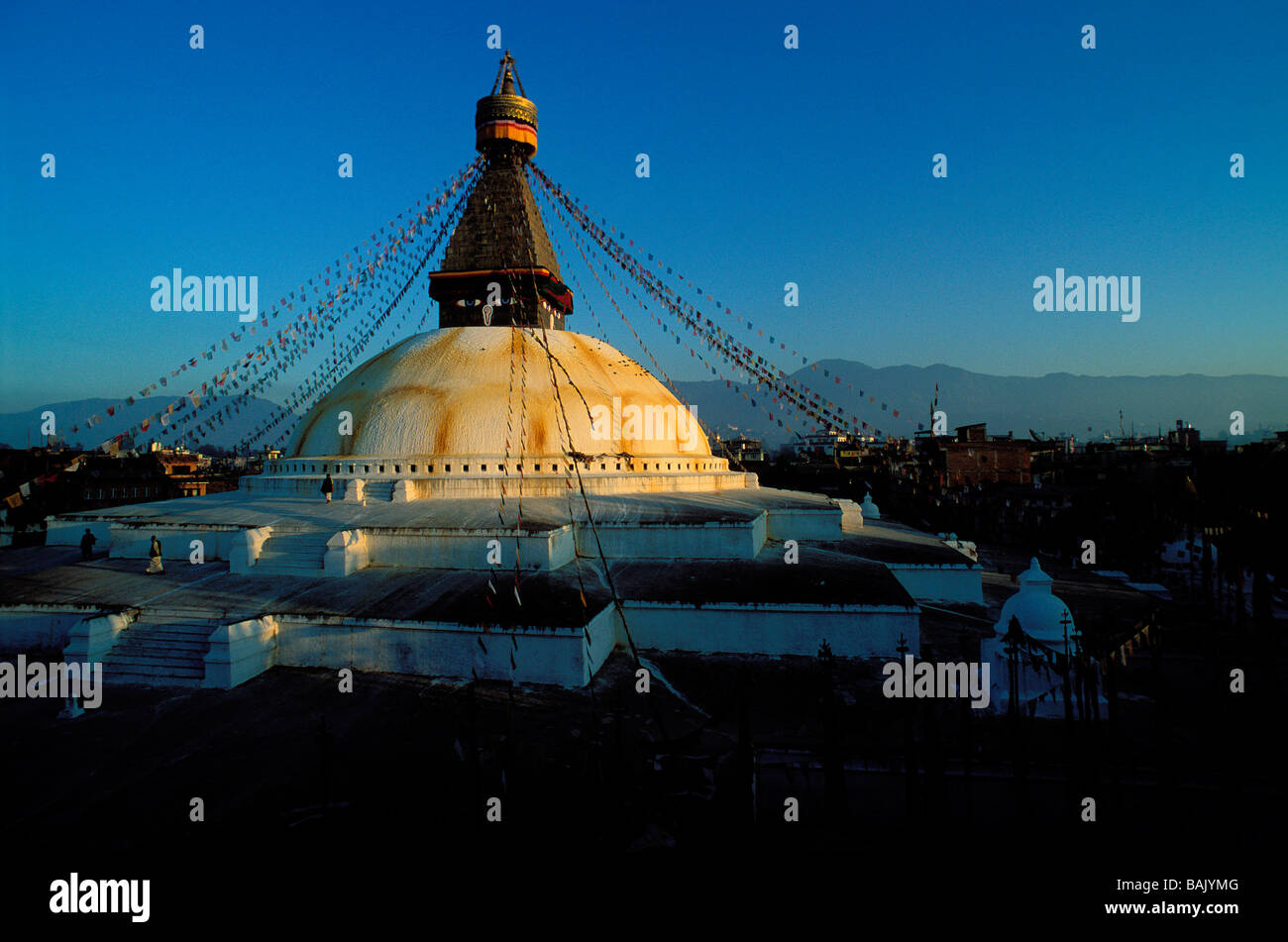 Au Népal, la vallée de Katmandou classée au Patrimoine Mondial de l'UNESCO, Zone Bagmati, Katmandou, District de Bodnath stupa bouddhiste Banque D'Images