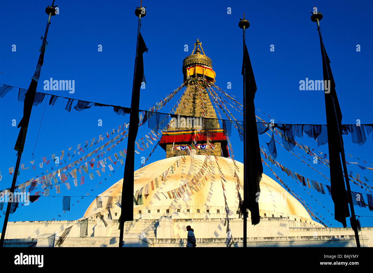 Au Népal, la vallée de Katmandou classée au Patrimoine Mondial de l'UNESCO, Zone Bagmati, Katmandou, District de Bodnath stupa bouddhiste Banque D'Images