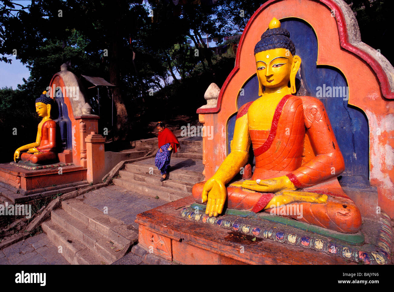 Au Népal, la vallée de Katmandou classée au Patrimoine Mondial de l'UNESCO, Zone Bagmati, district de Katmandou Swayambhunath Stupa bouddhiste,, Banque D'Images