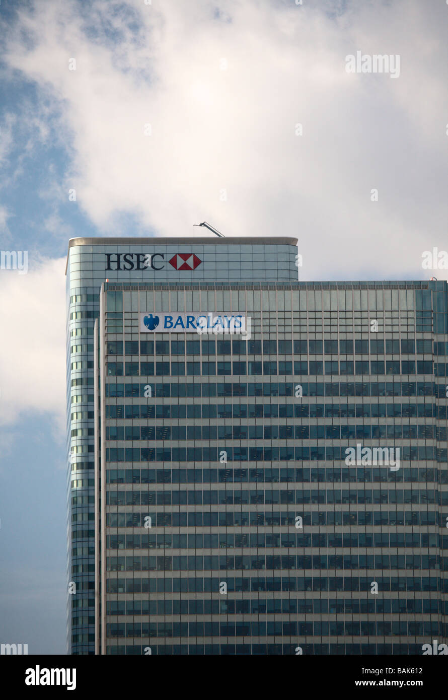 HSBC et Barclays Bank Towers at Canary Wharf Banque D'Images