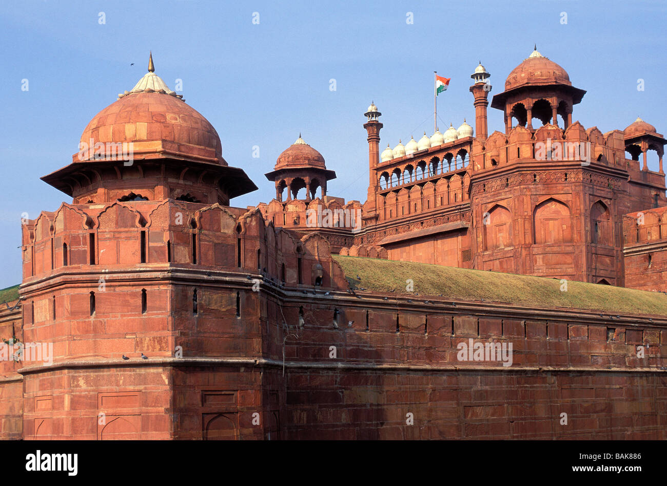 L'Inde, Delhi, fort Rouge, Lal Qila, construit en 1638 par Shah Jahan Banque D'Images