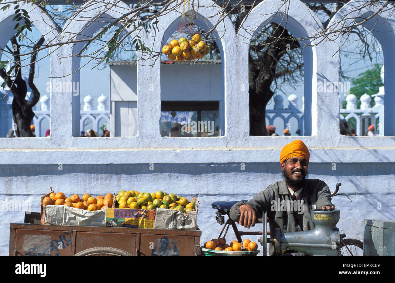 L'Inde, l'Etat du Punjab, Anandpur Sahib, marché de fruits Banque D'Images