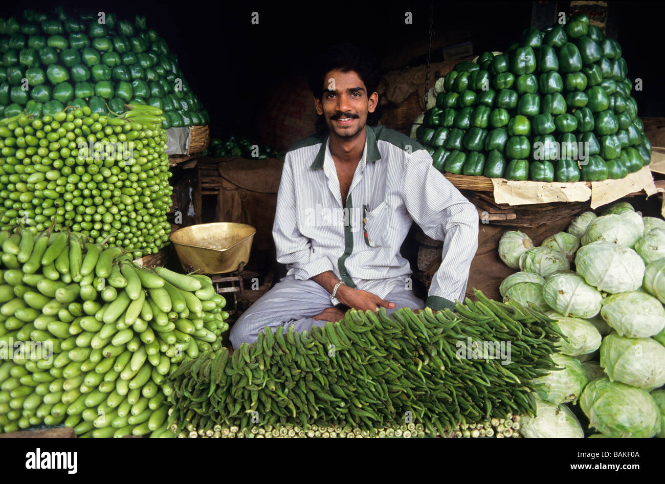 L'Inde, l'État du Karnataka, Mysore, marché Devaraja, légumes Banque D'Images