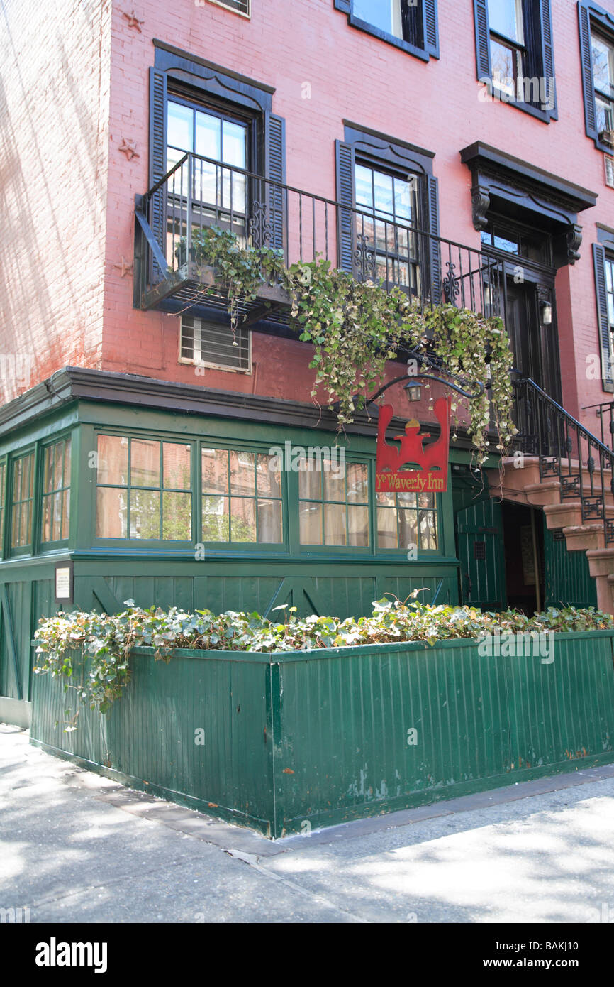 Ye Waverly Inn jardin et un restaurant exclusif détenu par Graydon Carter, rédacteur en chef de Vanity Fair de Greenwich Village New York City Banque D'Images