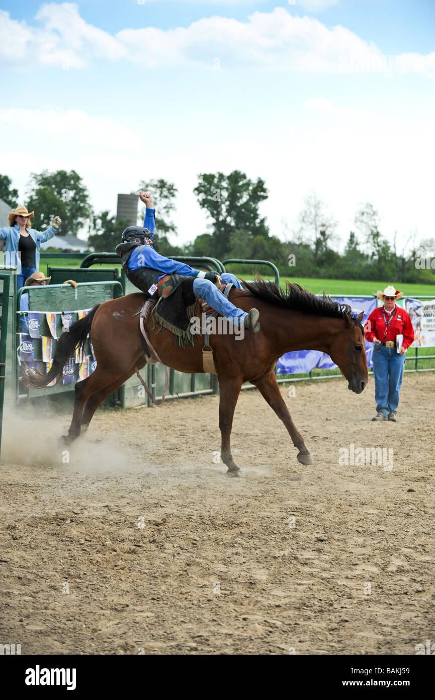 L'homme cheval équitation à rodeo Banque D'Images