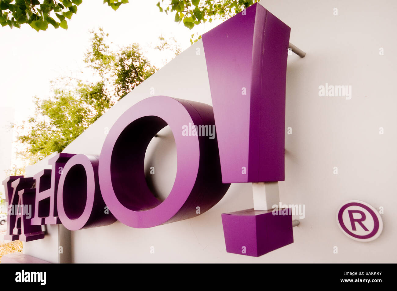 Yahoo signe sur le côté du siège social à San Jose. Banque D'Images