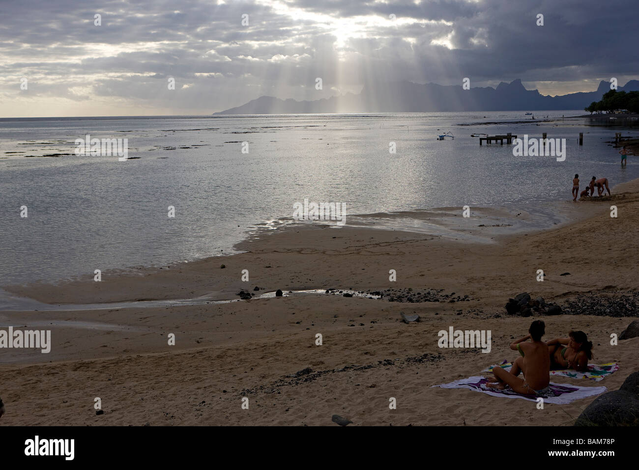 La France, la Polynésie française, archipel de la société, îles du vent, Tahiti, Punaauia, l'hôtel Le Méridien, la plage Banque D'Images