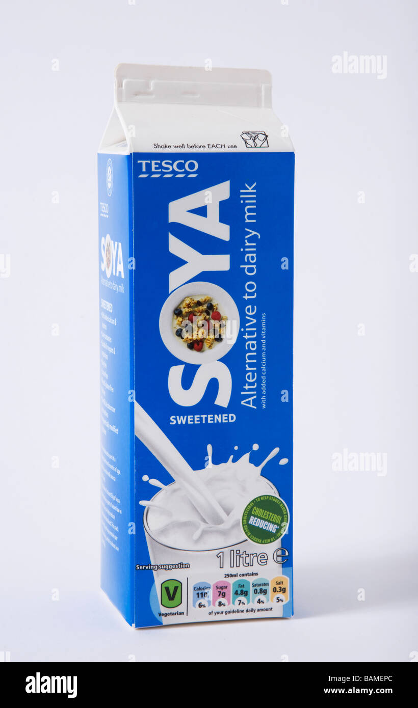 'Carton de lait de soja sans lactose" Banque D'Images