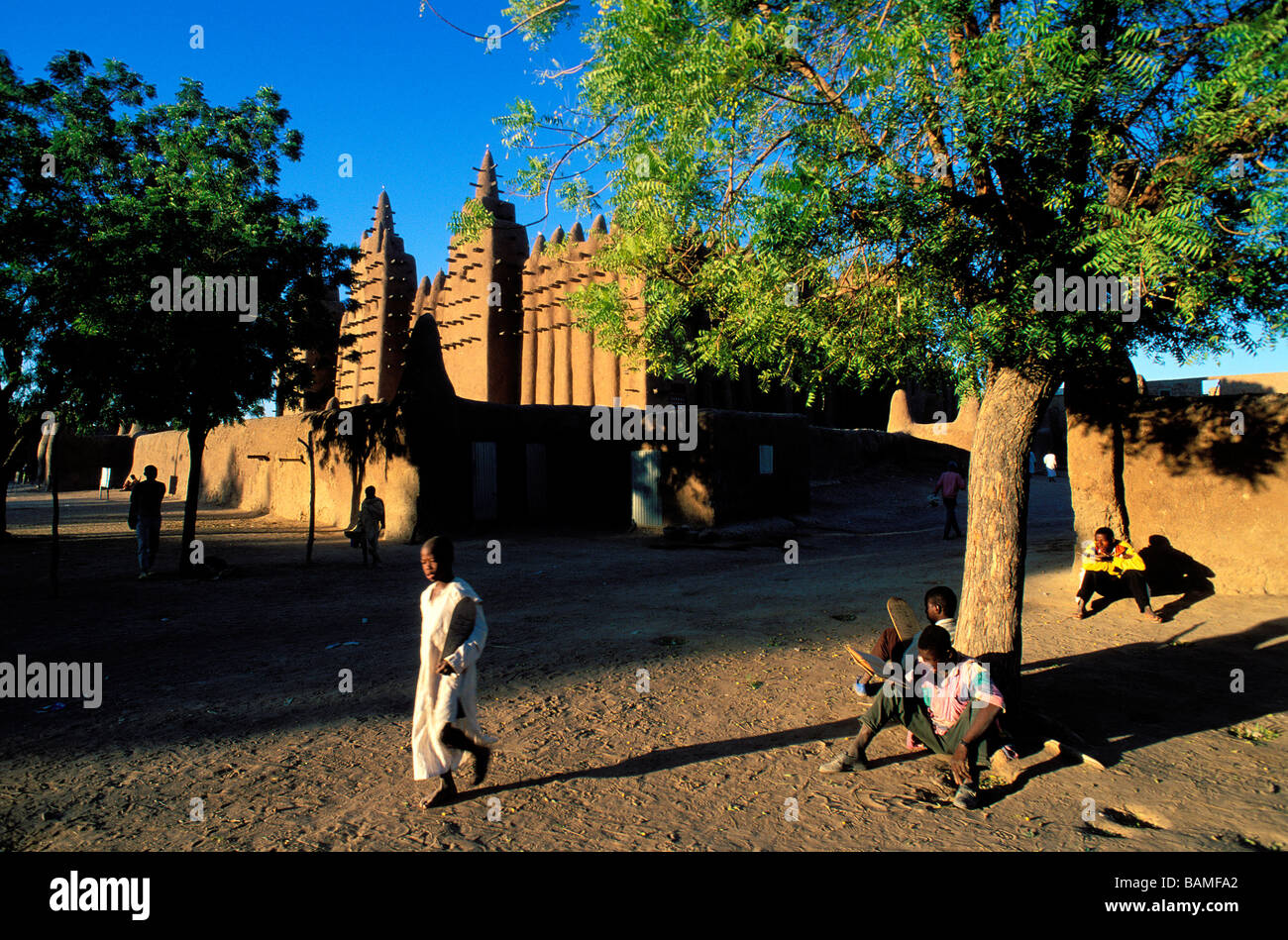Mali, région de Mopti, Djenné, vieille ville classée au Patrimoine Mondial par l'UNESCO, la Grande Mosquée, la plus grande mosquée d'argile dans le Banque D'Images