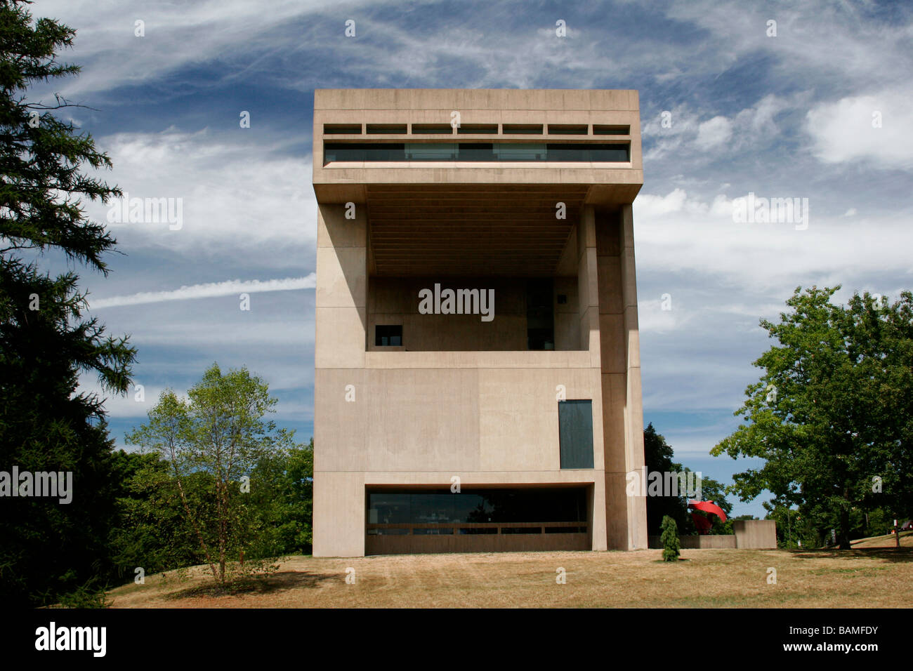 Herbert F. Johnson Museum of Art conçu par l'architecte I. M. Pei à Cornell University, Ithaca, New York, USA Banque D'Images