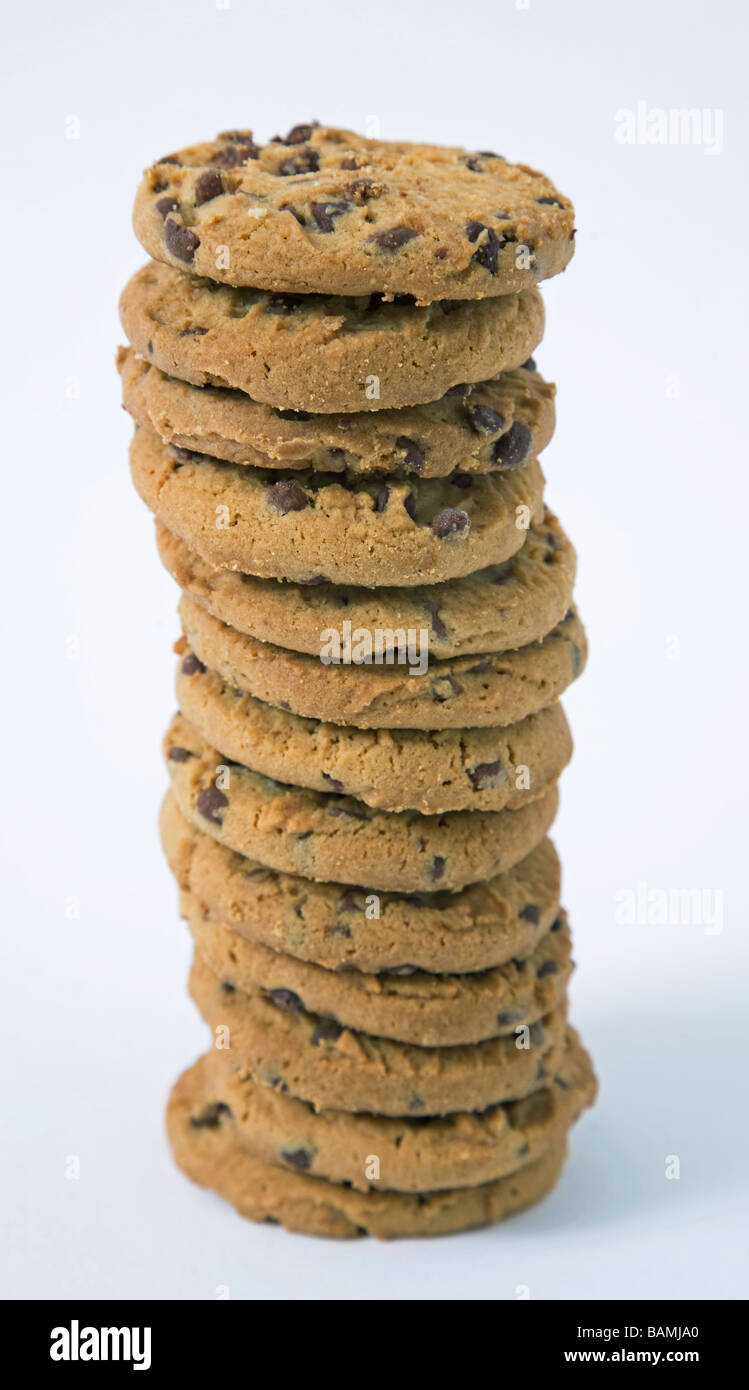Cookies aux pépites de chocolat de la pile Banque D'Images