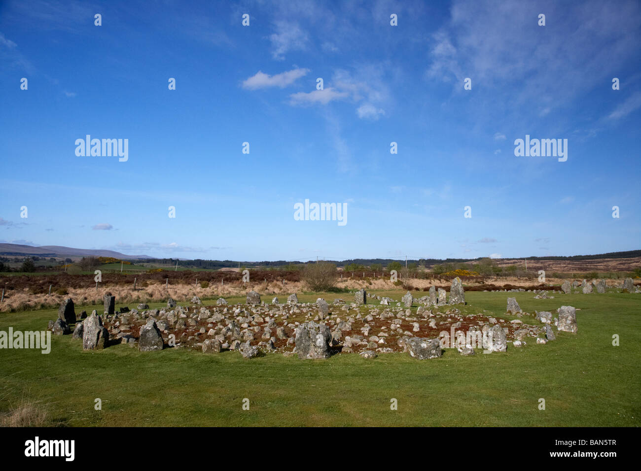Le cercle de pierre remplies et cercles de pierres Beaghmore au comté de Tyrone en Irlande du Nord uk Banque D'Images