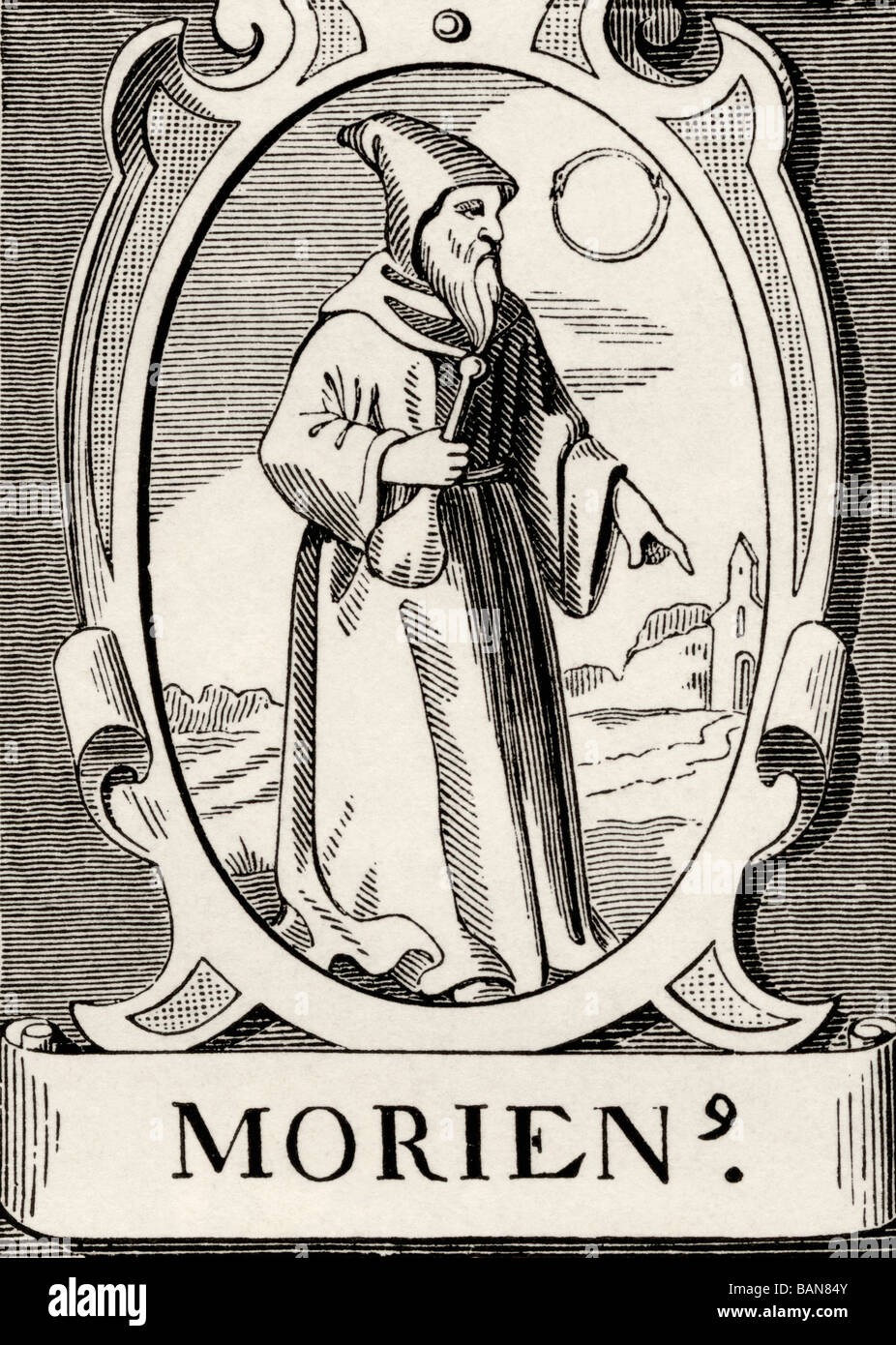 Moine byzantin Morien, Marianos ou Morienus le grec, auteur de livre sur Alchemy. Banque D'Images