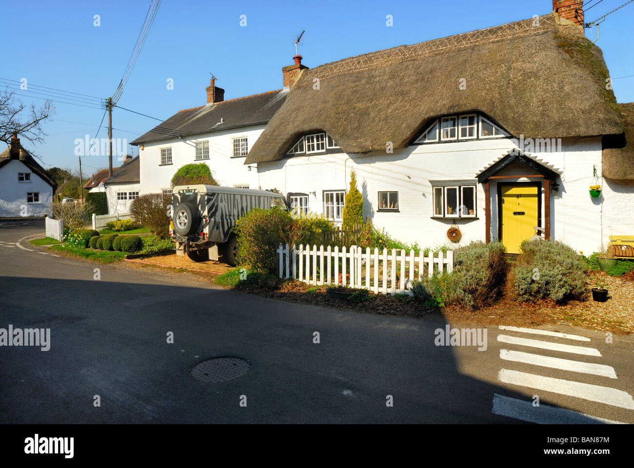 Thatched cottage traditionnel près de Monxton Wiltshire England UK Banque D'Images