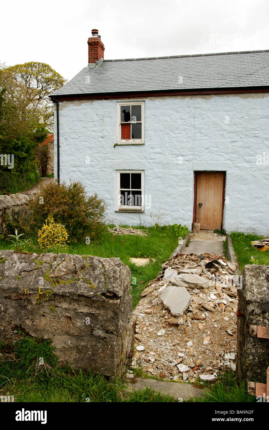 Une vieille maison en cours de rénovation,à Cornwall, uk Banque D'Images