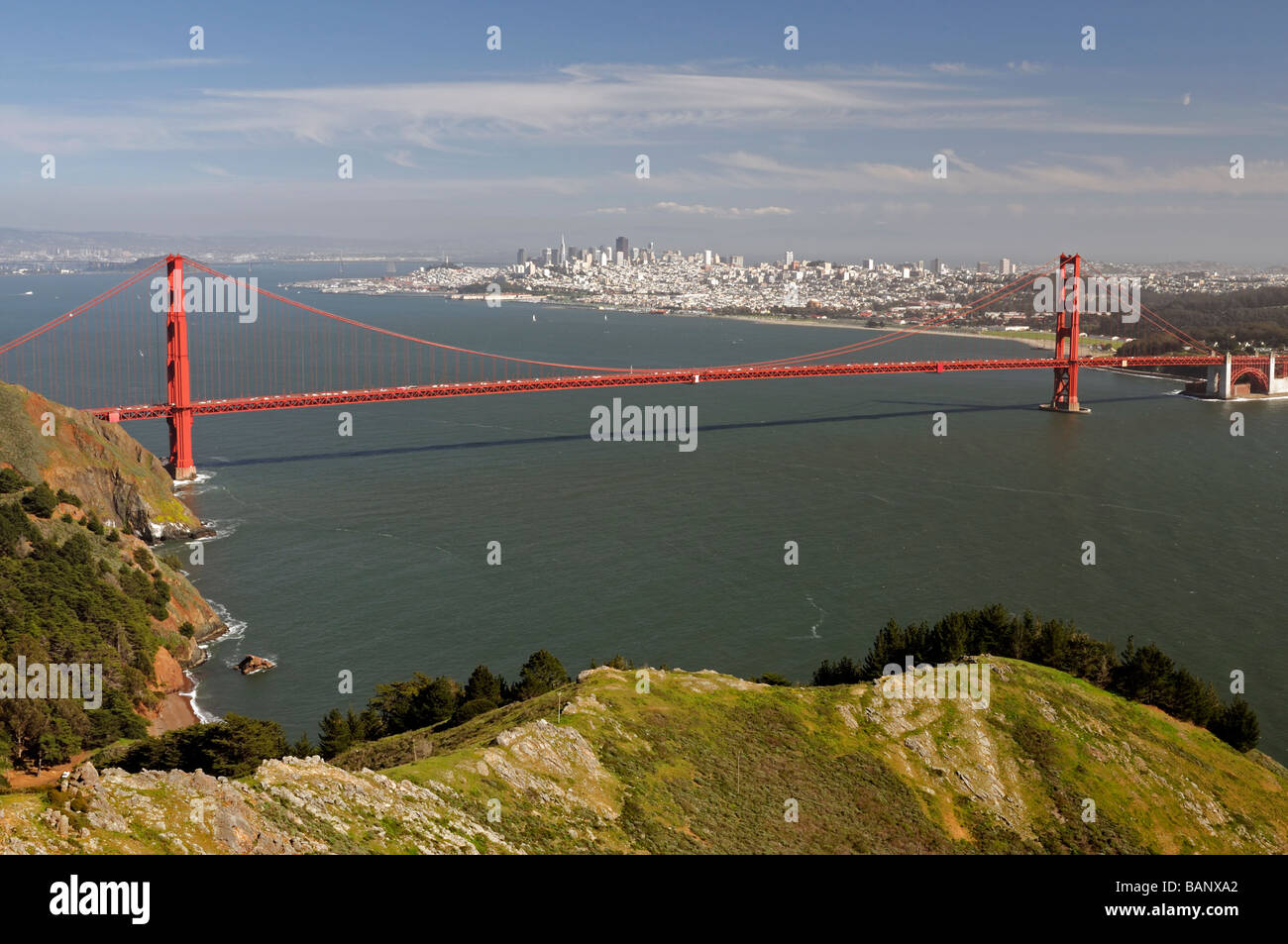 Le Golden Gate Bridge emblématique icône suspension bridge le comté de marin pointe San Francisco California USA Amérique latine Banque D'Images