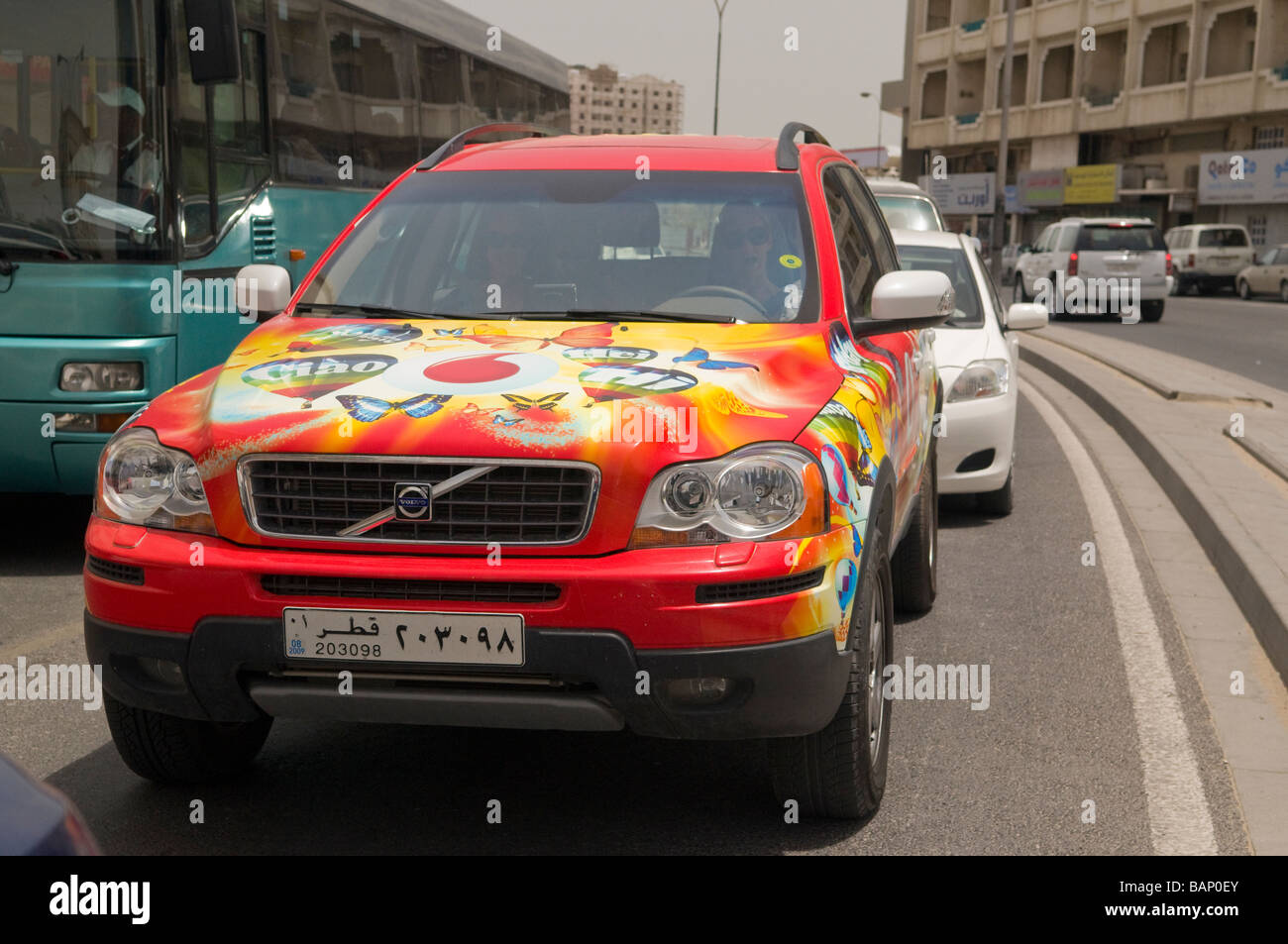 Campagne de publicité Vodaphone Volvo XC90 dans Doha Qatar Banque D'Images