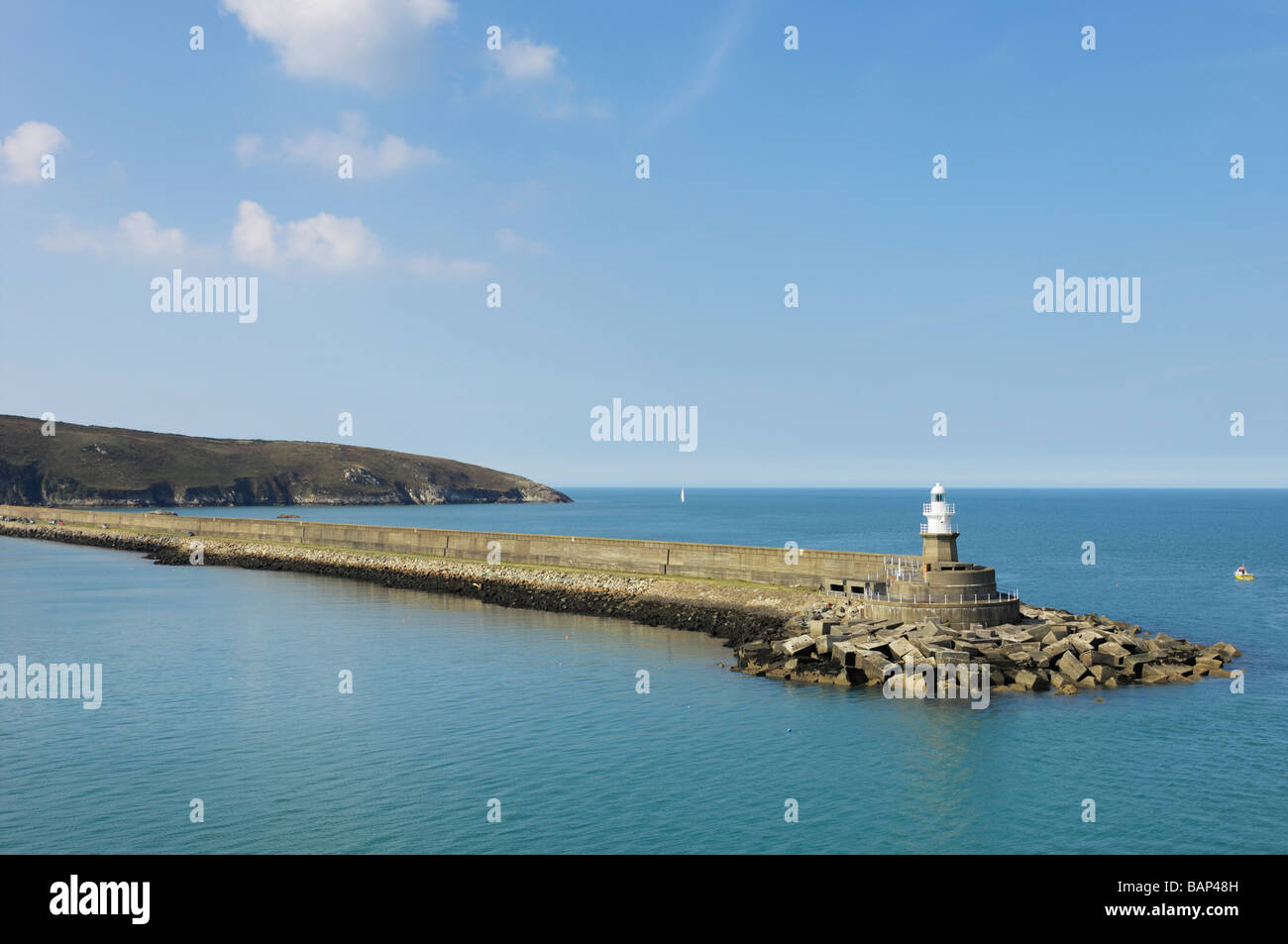 Phare du port de ferry de Fishguard Banque D'Images