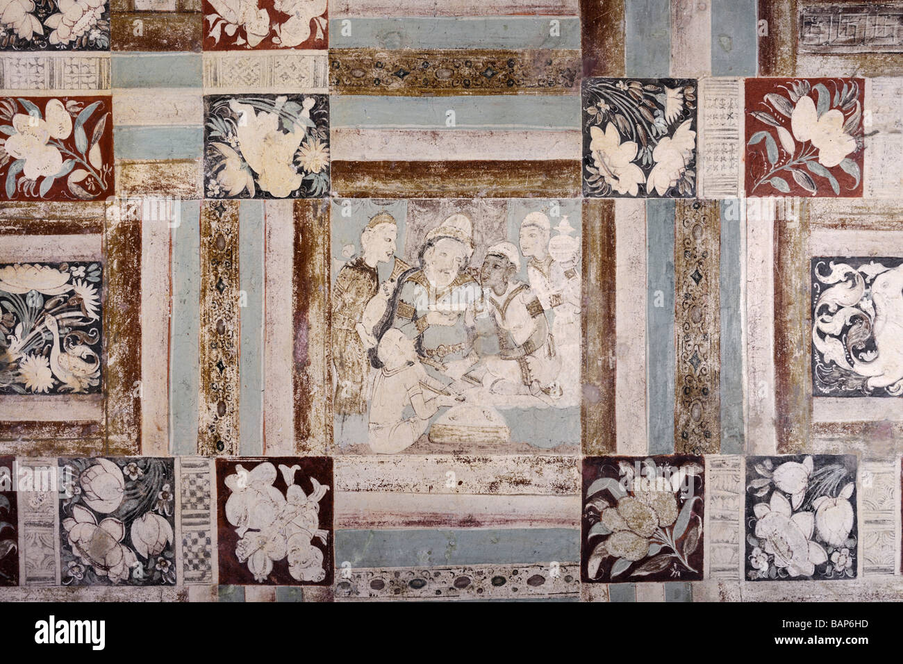 Ajanta Cave Non 1 fresques au plafond Banque D'Images