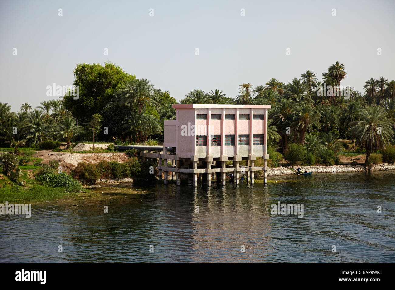 Station de pompage d'eau, sur le Nil, l'Egypte Banque D'Images