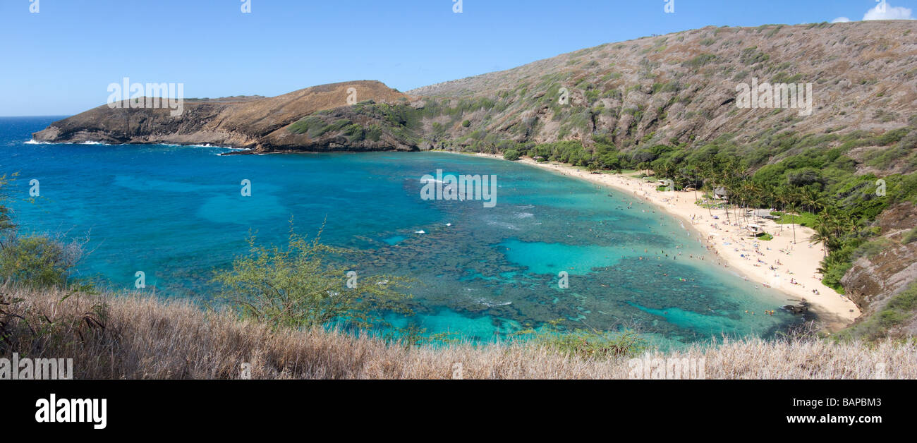 Hanauma Bay Nature Preserve est un popualar destination plongée à Oahu Hawaii Banque D'Images