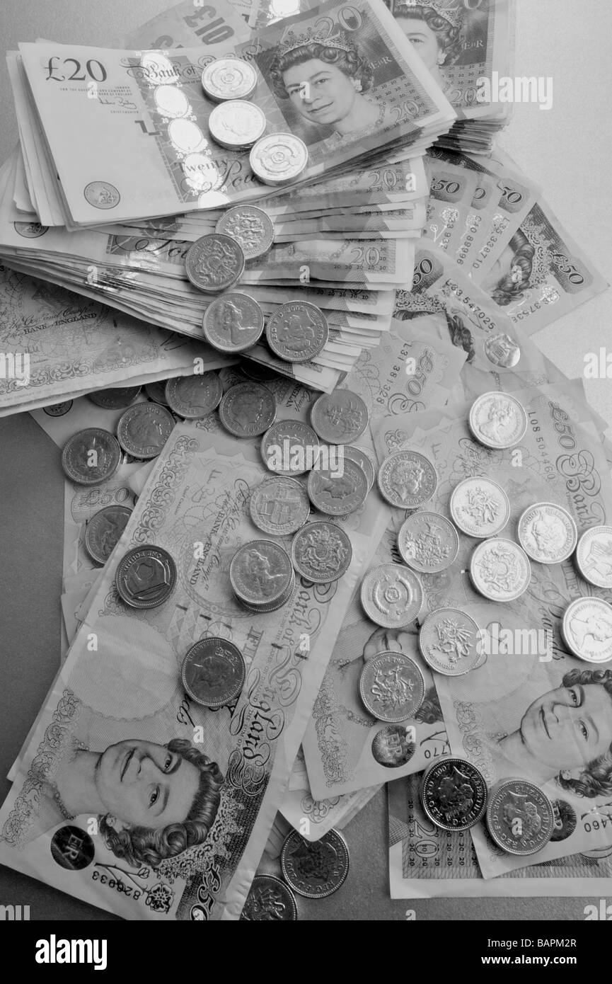 La monnaie de papier et des pièces Banque D'Images