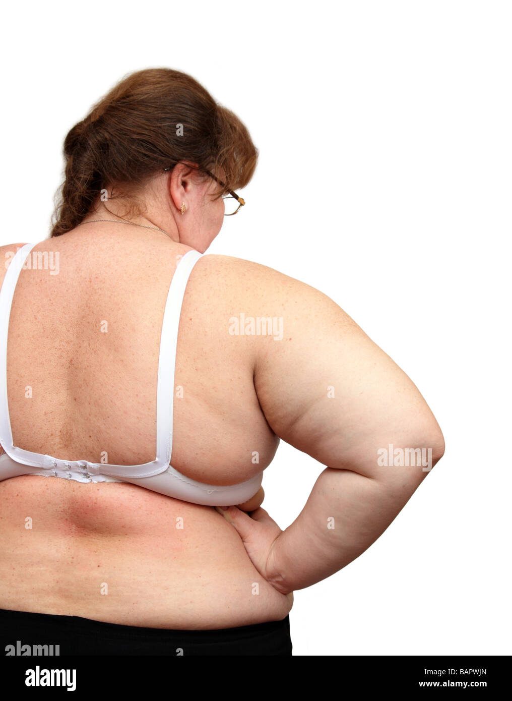 Les femmes avec l'embonpoint de derrière isolated on white Banque D'Images