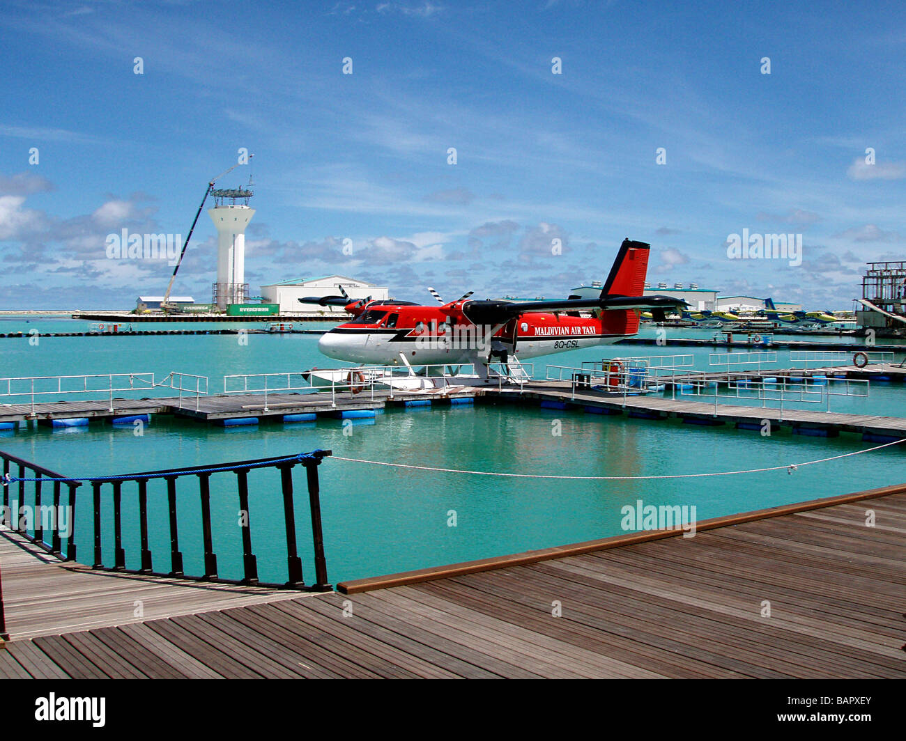 Air Taxi, homme aux Maldives. Banque D'Images