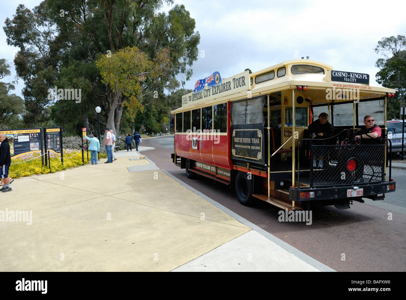 Tram touristique n'a qu'un circuit de la ville de Perth avec un arrêt populaire de Kings Park. Kings Park, Perth, Western Australia, Australia Banque D'Images
