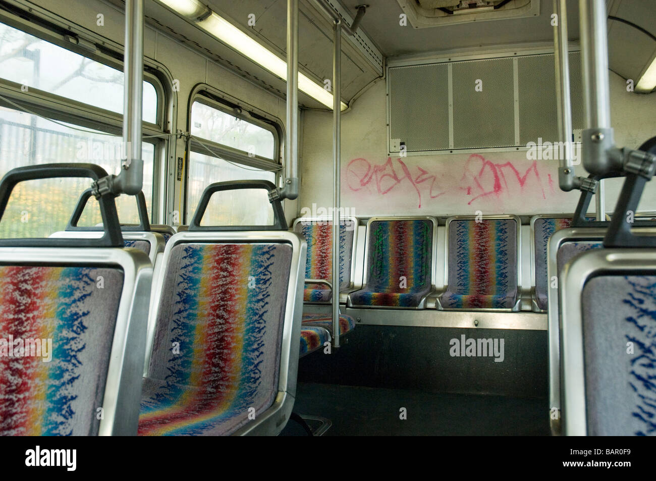 À l'intérieur d'un transport public métro bus à Los Angeles California usa Banque D'Images