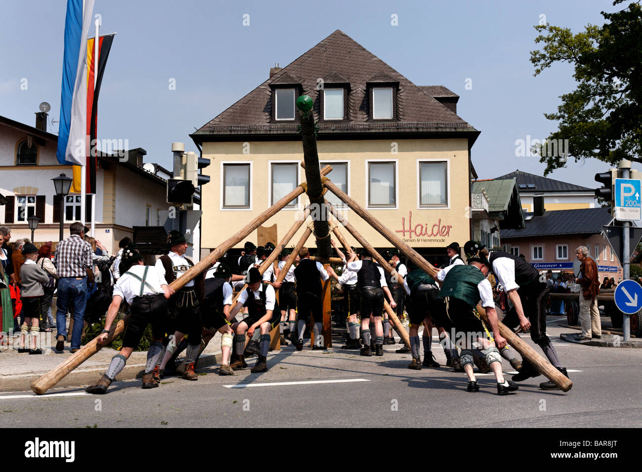 Mât que l'on se pose en Allemagne Bavaria Chiemgau Prien Banque D'Images