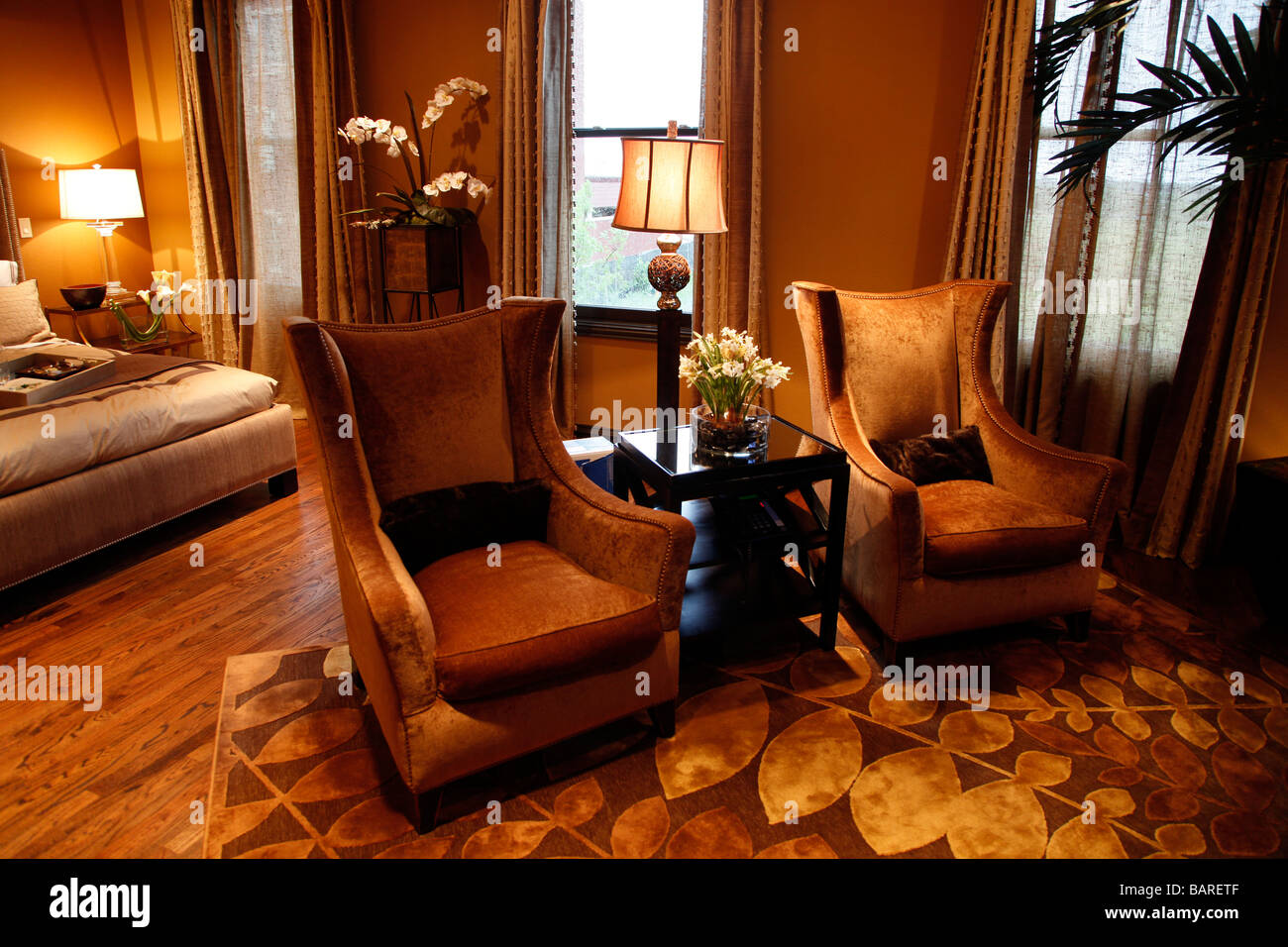 Maison modèle bedroom in modern home Banque D'Images