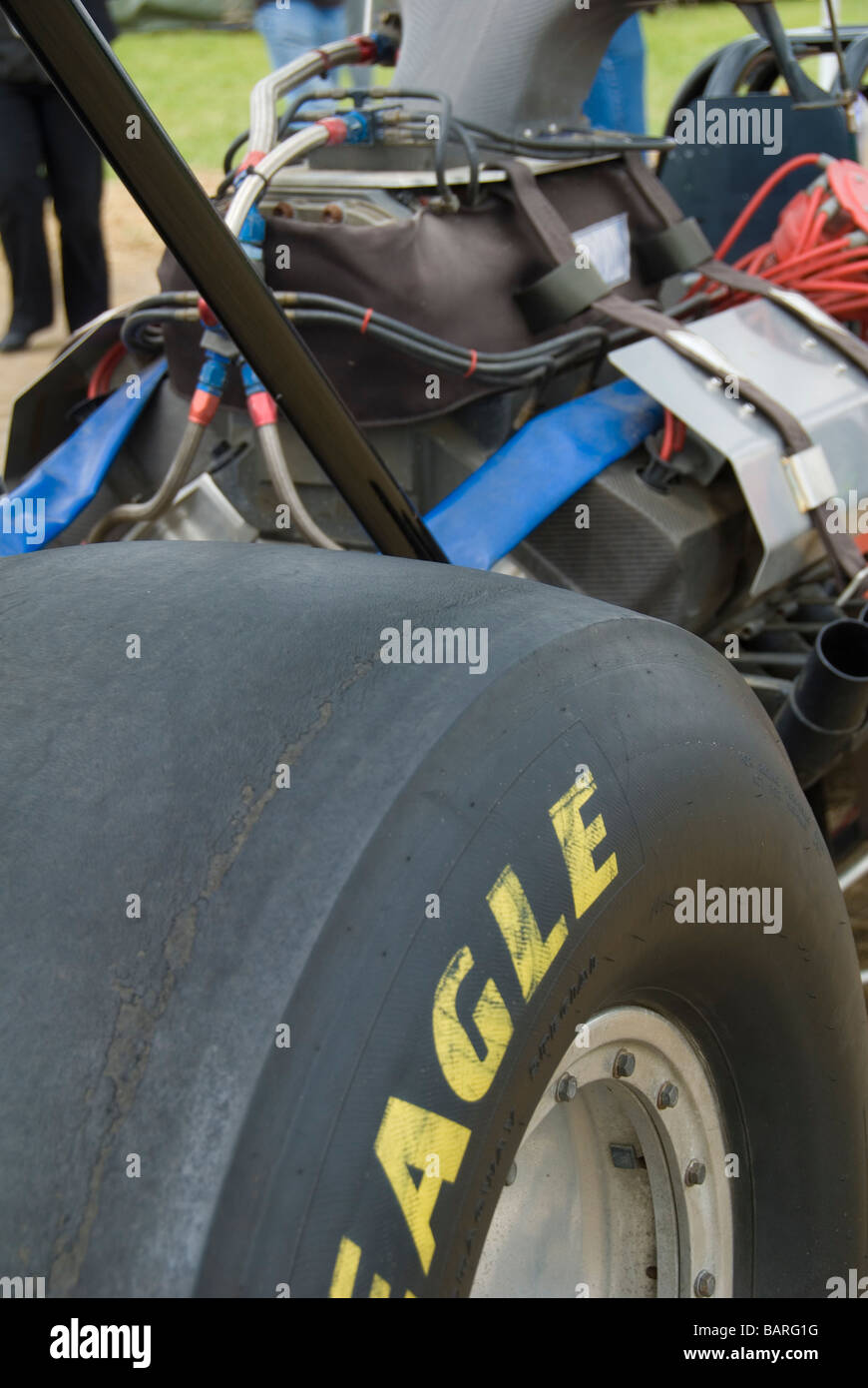 Une vue arrière d'un Dragster Top Fuel Banque D'Images