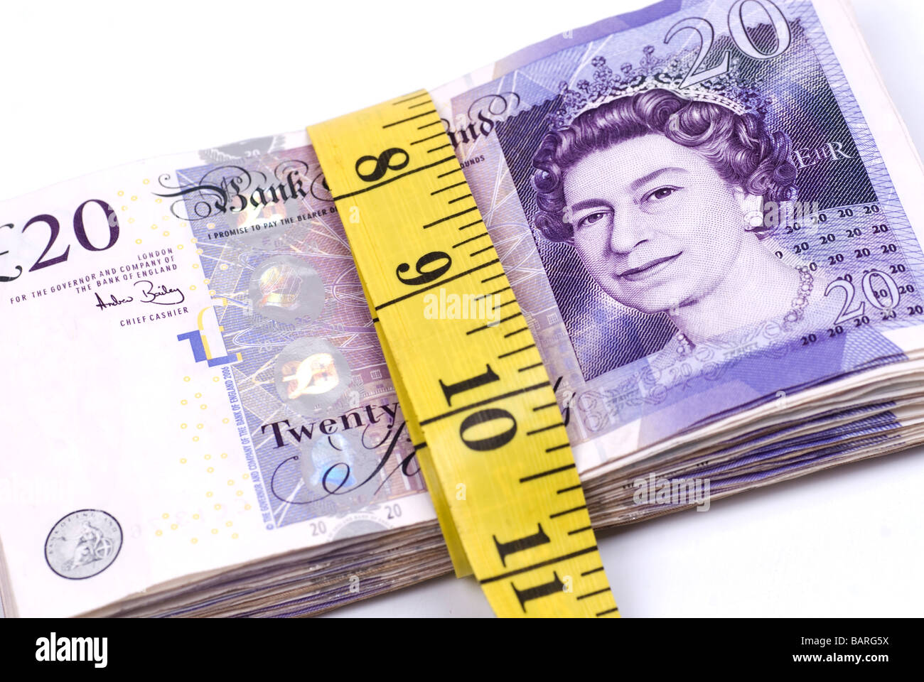 Ruban à mesurer et de l'argent britannique Banque D'Images