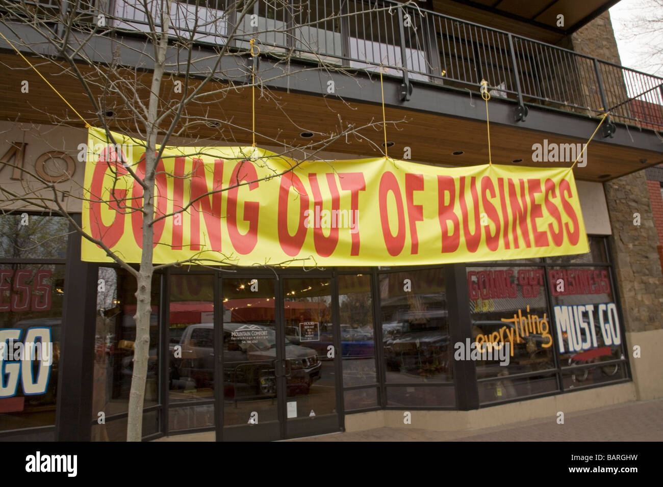 Une fermeture de l'entreprise signe sur un magasin de la fermeture d'un store Banque D'Images