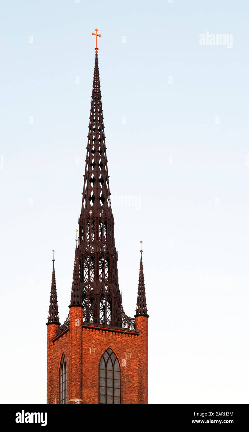 Flèche de fonte Église Riddarholmen, à Birger Jarls Torg, sur la petite île de Riddarholmen, Stockholm, Suède. Banque D'Images