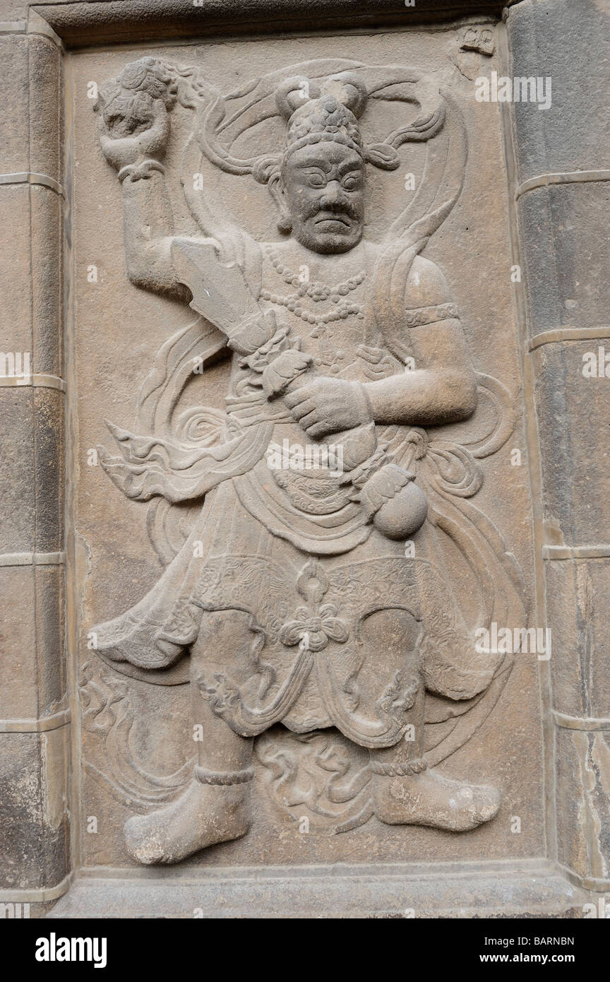 Sur la sculpture sur pierre de la Pagode Kaiyuan Temple Si dans Quazhou, Fujian, Chine. Banque D'Images