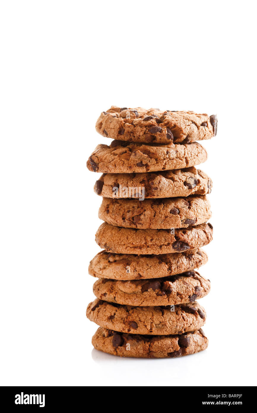Les cookies au chocolat empilées Banque D'Images