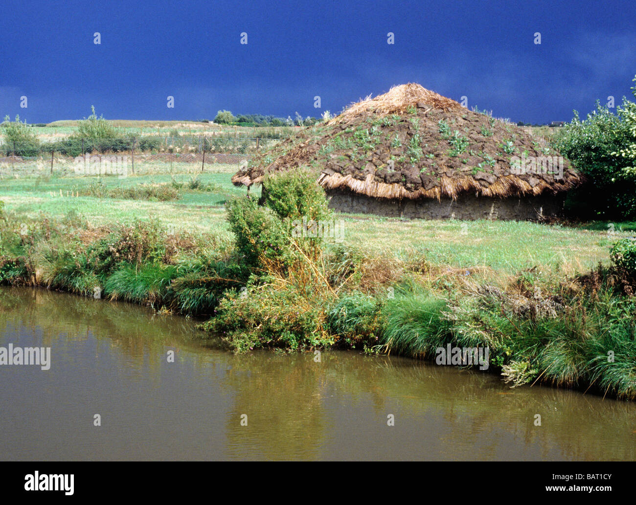 Flag Fen Peterborough reconstruit à l'âge du Bronze hut England UK English site préhistorique préhistoire logement Banque D'Images