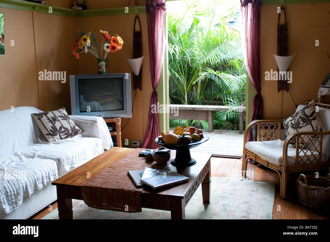 Espace commun de la Bamboo Cottage bed and breakfast à Byron Bay NSW Australie Banque D'Images