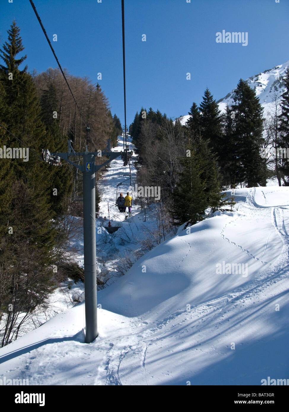 Télésiège à La Mongie, Tourmalet montagnes, Pyrénées, France Banque D'Images