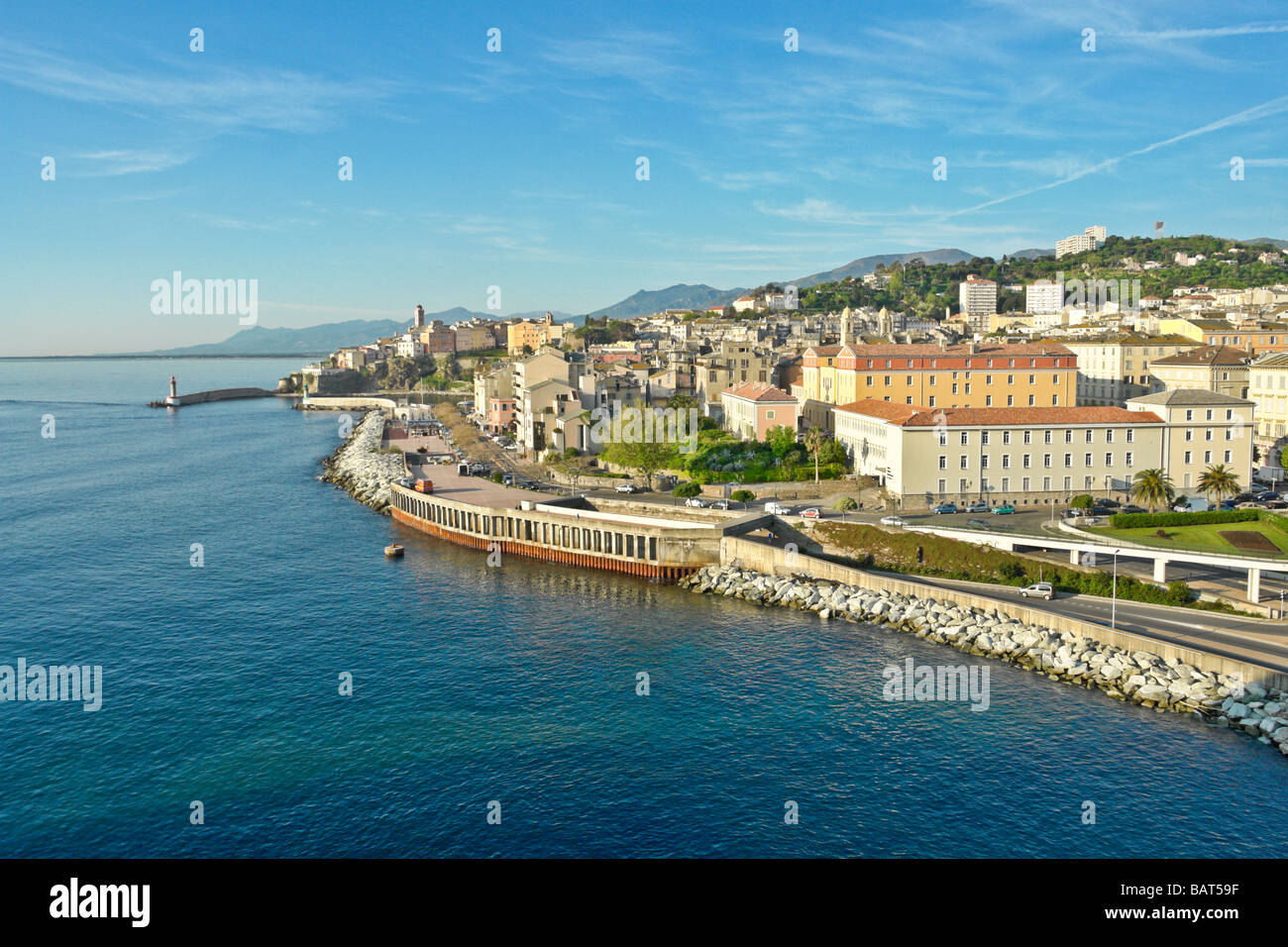 Le front de mer à Bastia en Corse Banque D'Images