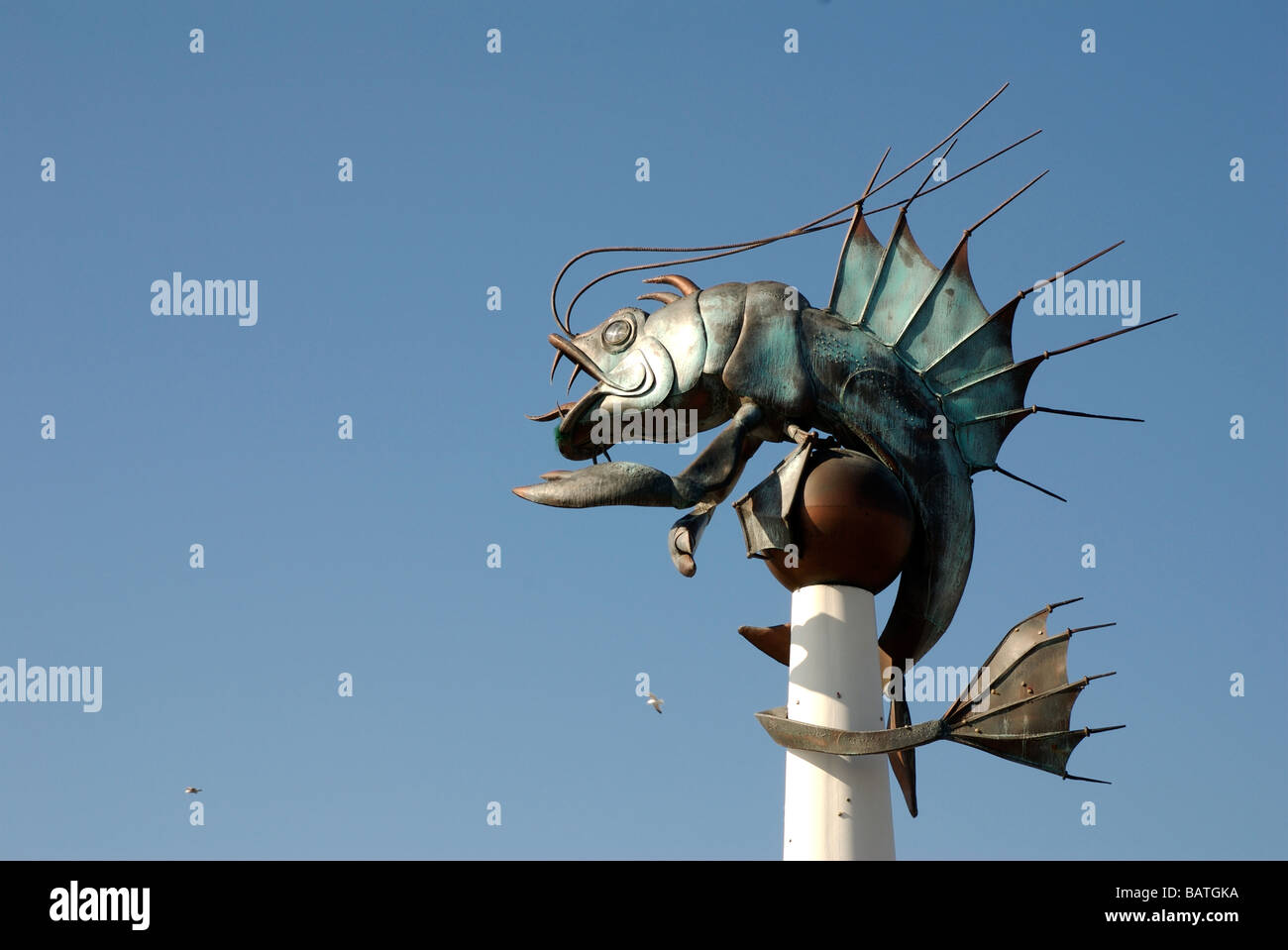 La créature de la mer metal sculpture, Barbican, Plymouth, Devon, UK Banque D'Images