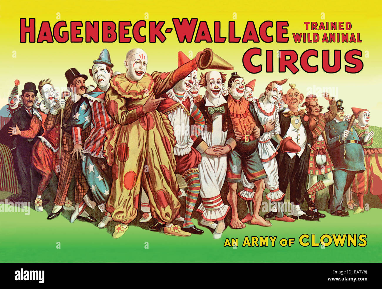 Une armée de clowns : Hagenbeck-Wallace formés Wild Animal Circus Banque D'Images