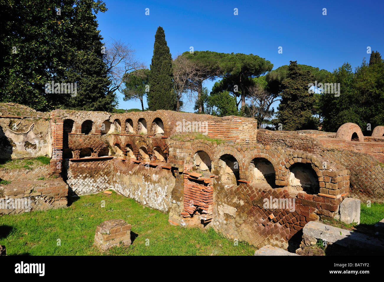 Via delle tombe, Ostia Antica, Province de Rome, Latium, Italie Banque D'Images