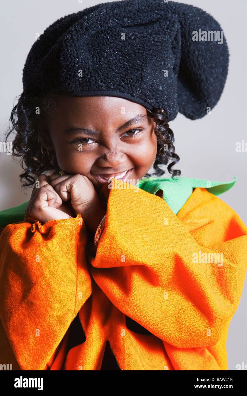 African girl costume de citrouille Banque D'Images