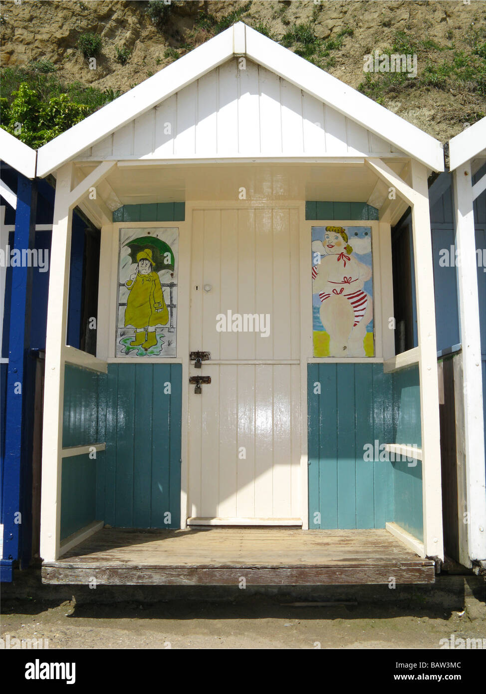 Cabane de plage, plage du nord, Swanage, à l'île de Purbeck, Dorset, Angleterre, Grande-Bretagne, Royaume-Uni, UK, Europe Banque D'Images